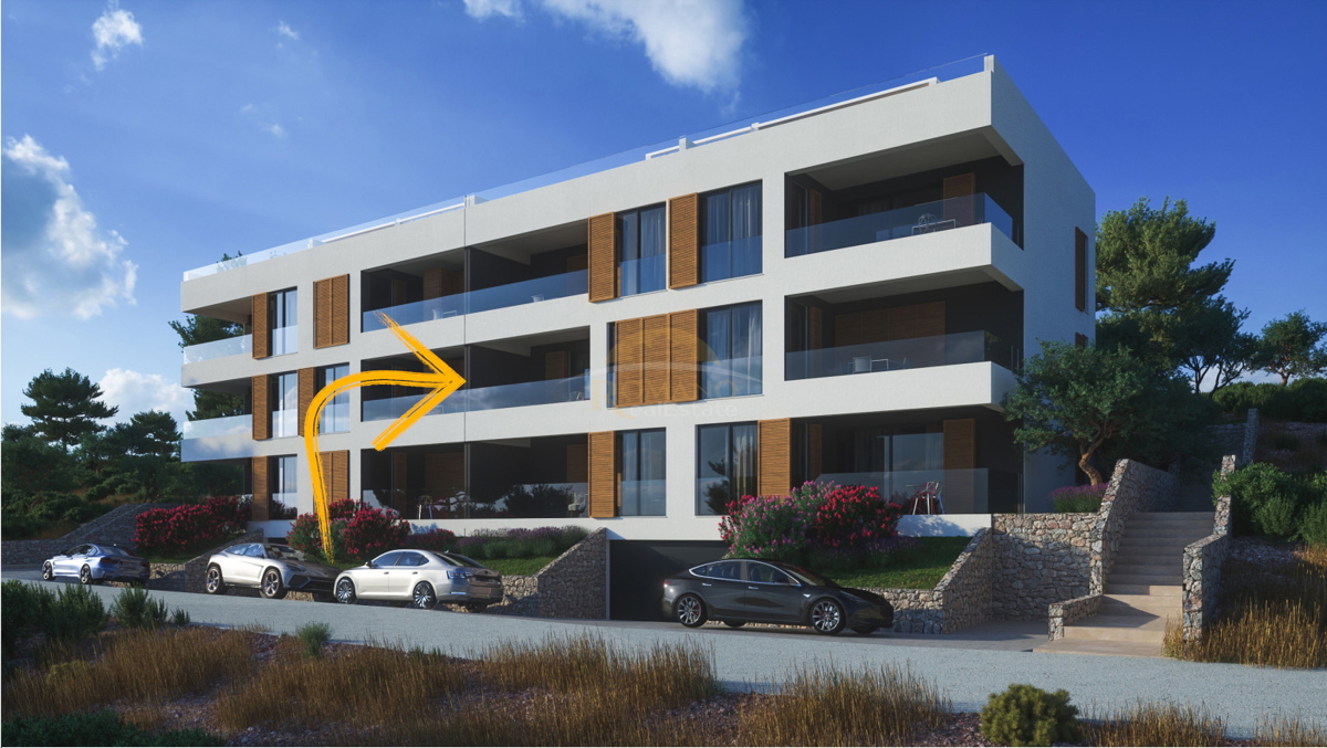 Dvosobno stanovanje z razgledom na morje na Čiovu, območje Salduna blizu kampa Rožac - 64 m2